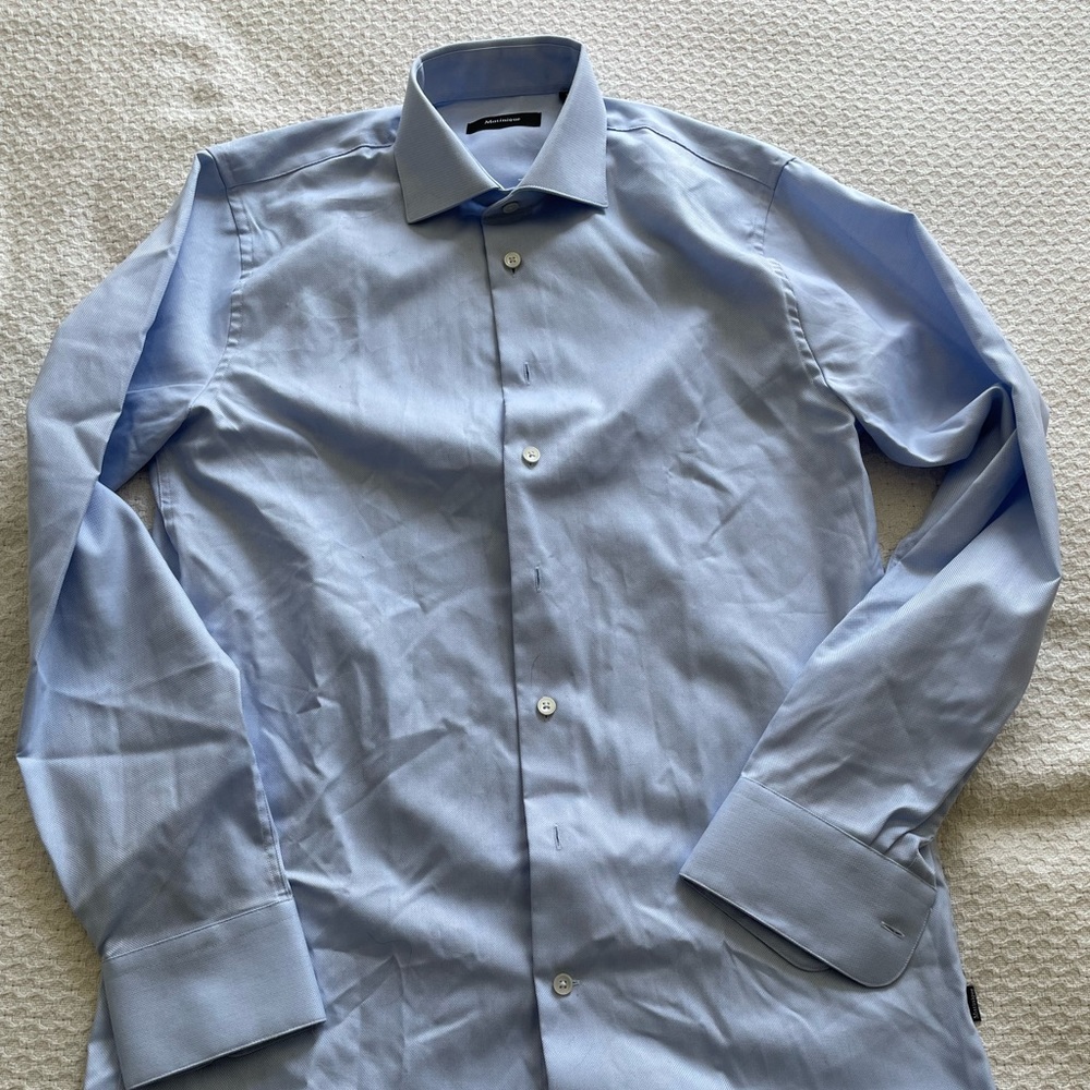 Mantique mens dress shirt blue 15